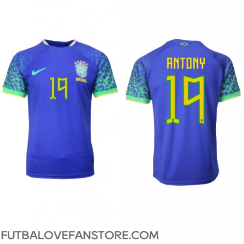 Brazília Antony #19 Vonkajší futbalový dres MS 2022 Krátky Rukáv
